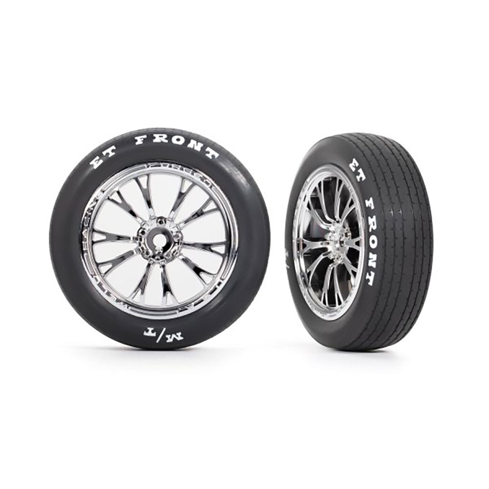 TRAXXAS T&W ASSEM(WELD GLOSS BLK WHLS MICKEY THOMPSON ET FRONT TIRES) (2)