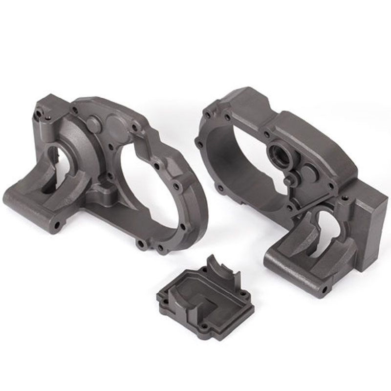 TRAXXAS GEARBOX HALVES LEFT & RIGHT/ DIFFERENTIAL COVER (CHARCOAL GRAY)