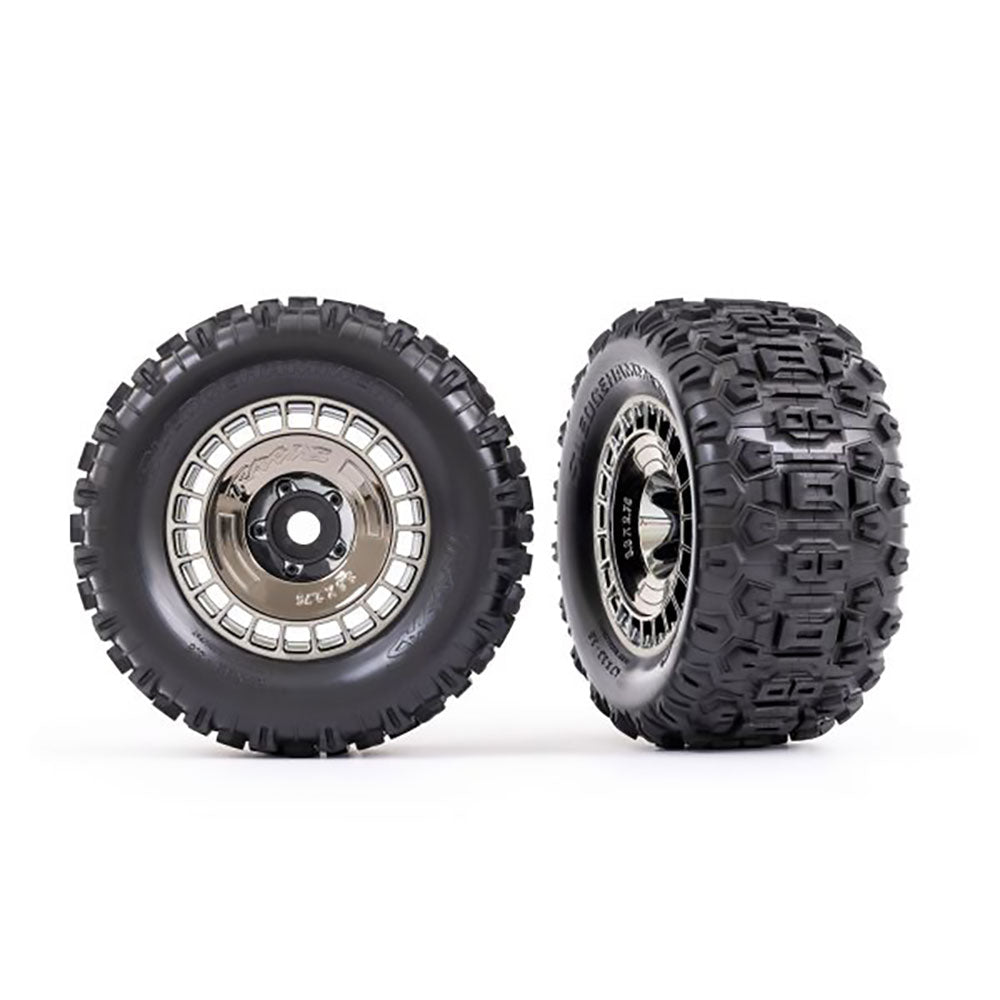 TRAXXAS T&W BLK CHRM WHL CVR/SLEDGHMR TIRE