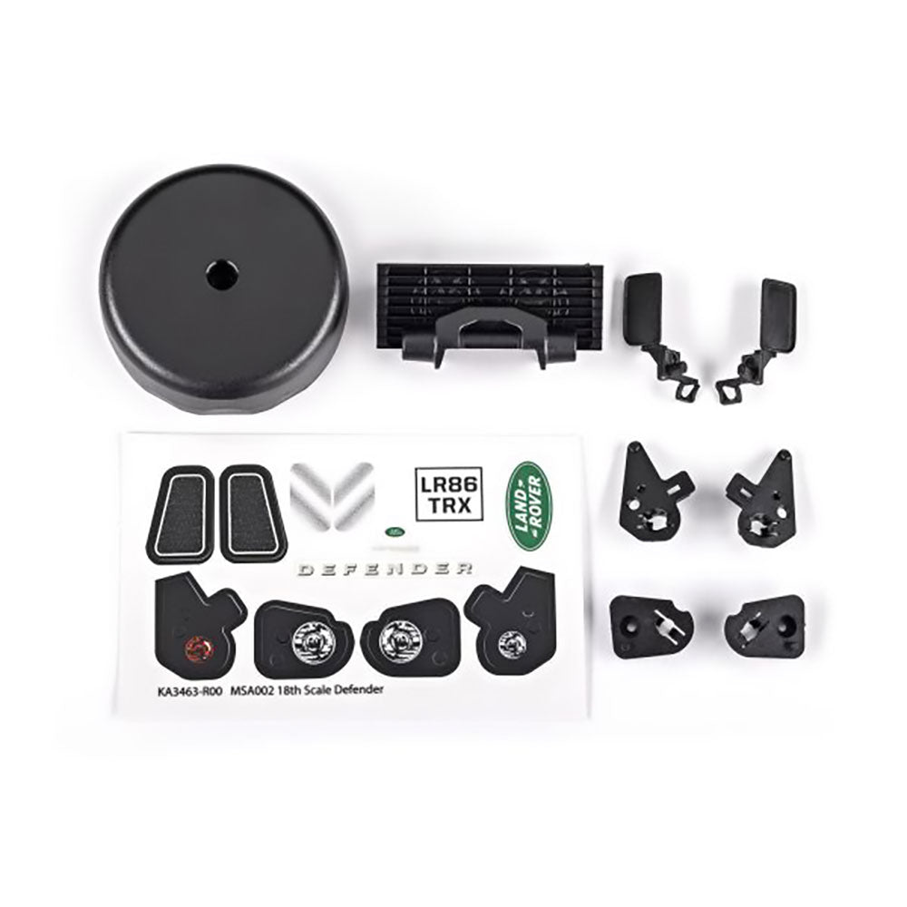 TRAXXAS GRILLE/ MIRRORS SIDE (L&R)/ SPARE TIRE COVER/ LIGHT RETAINERS BODY (F&r L&R)(FITS #9712 BOD