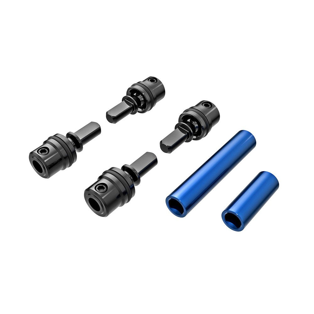 TRAXXAS BLUE-DRIVESHAFTS CENTER MALE (STEEL) (4)/CENTER FEMALE 6061-T6 ALUM (F & R)/1.6X7MM BCS (T
