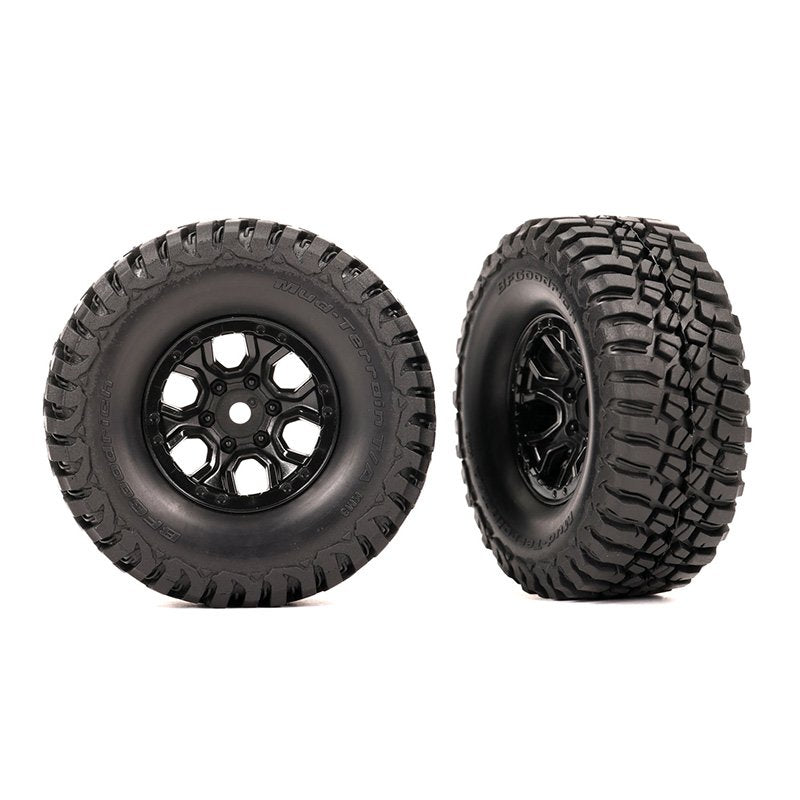 TRAXXAS T&W ASSEM(BLK 1.0' WHEELS BFGOODRICH MUD-TERRAIN T/A KM3 2.2X1.0' TIRES) (2)