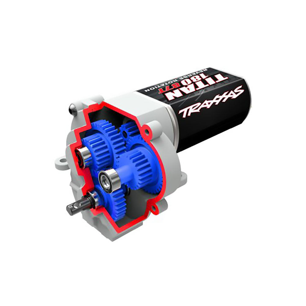 TRAXXAS TRANSMISSION COMPLETE (SPEED GEARING) (9.7:1 RDCTN RATIO) (INC. TITAN 87T MOTOR)