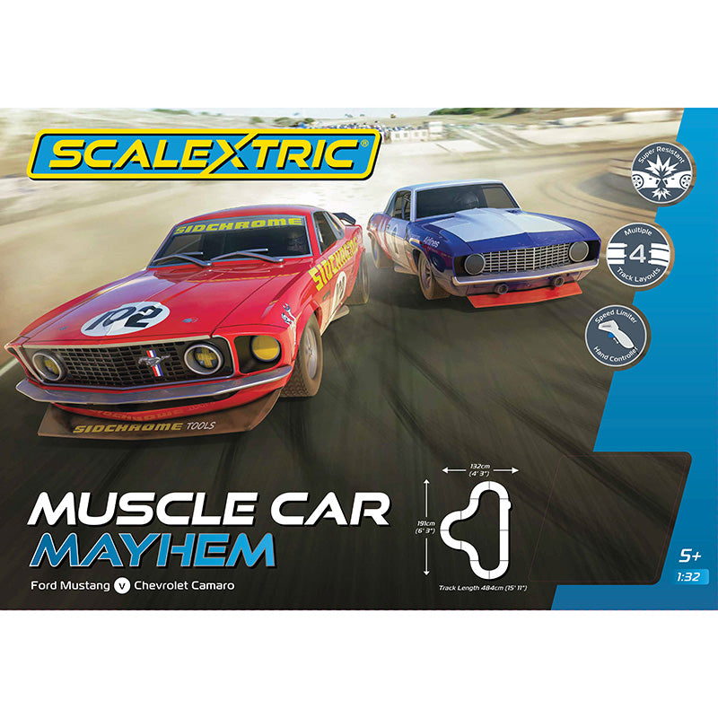 SCALEXTRIC 1/32 MUSCLE CAR MAYHEM SLOT CAR SET