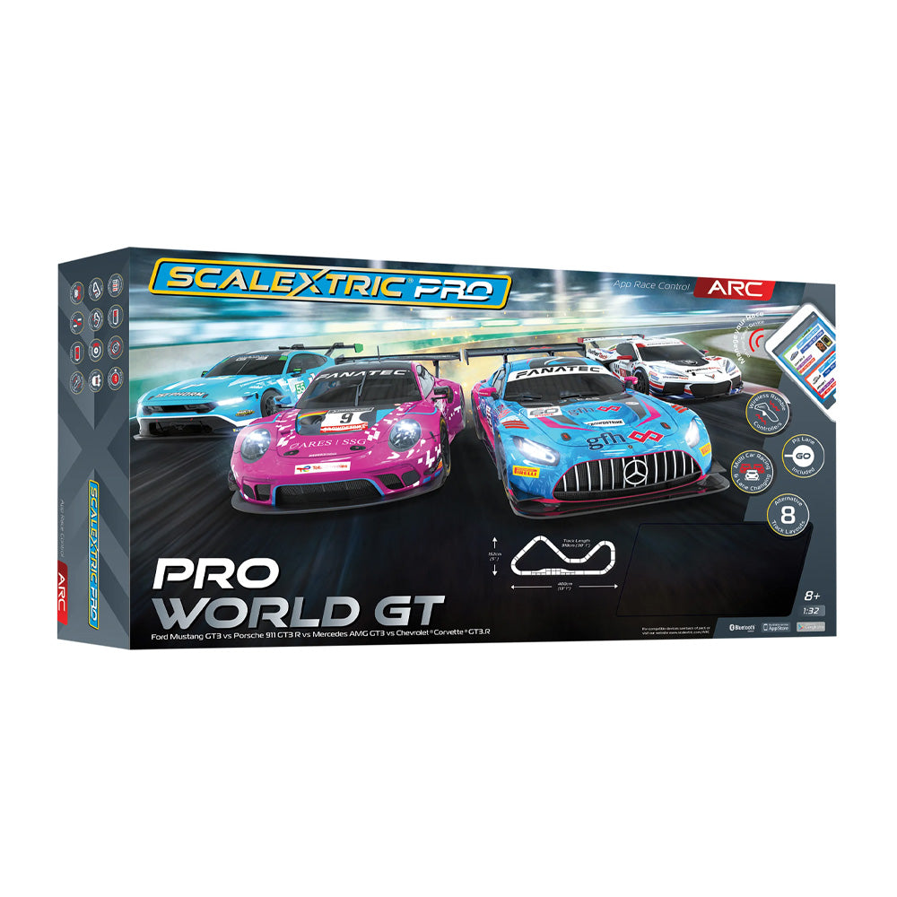 SCALEXTRIC 1/32 ARC PRO WORLD GT SLOT CAR SET