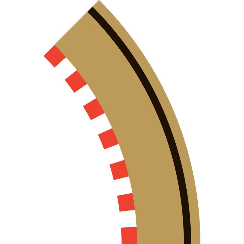 SCALEXTRIC RADIUS 1 CURVE OUTER BORDER 45 DEGREE X 4