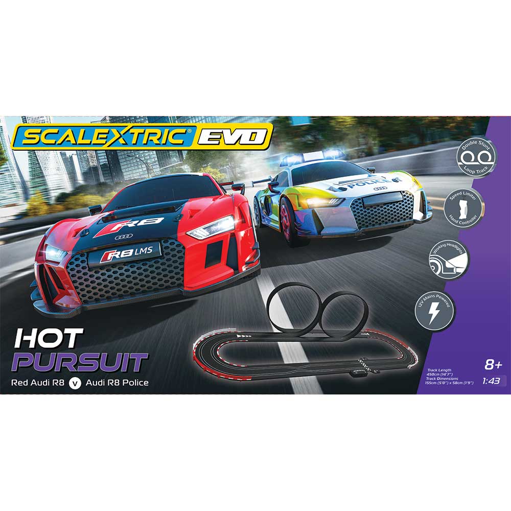 SCALEXTRIC 1/43 EVO HOT PURSUIT SLOT CAR SET