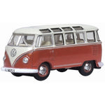 OXFORD 1/148 VW T1 SAMBA BUS - SEALING WAX RED/BEIGE GREY