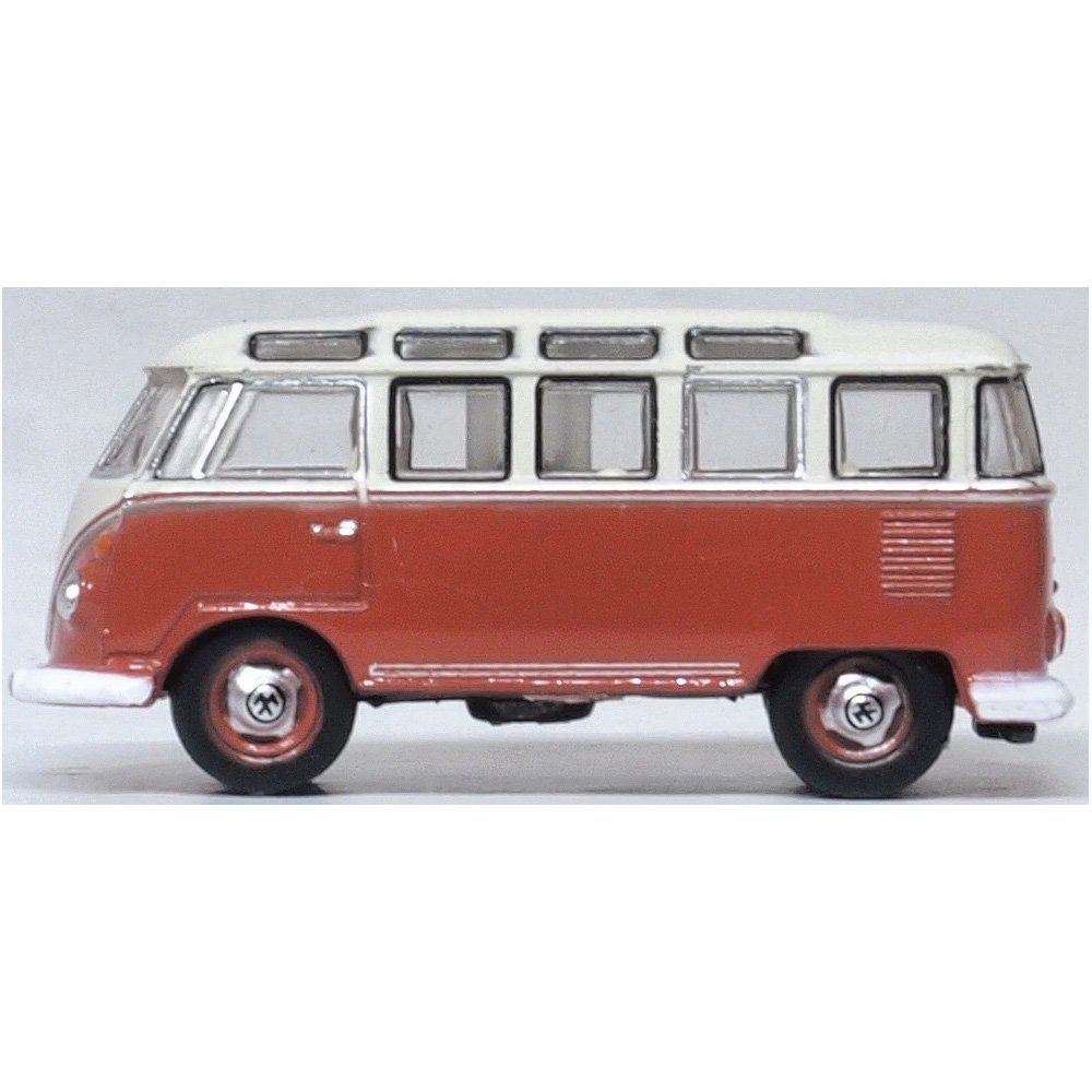 OXFORD 1/148 VW T1 SAMBA BUS - SEALING WAX RED/BEIGE GREY
