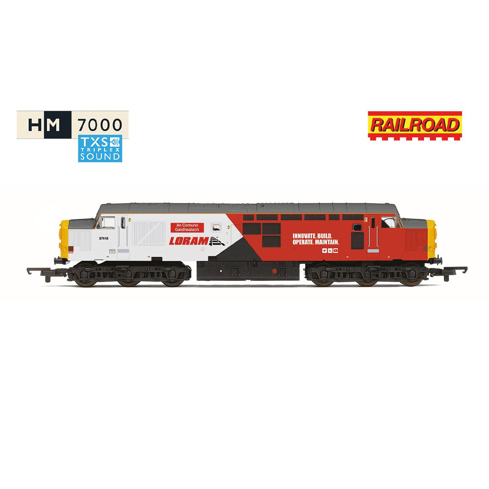 HORNBY RAILROAD - LORAM - CLASS 37 - AN COMUNN GAIDHEALACH 37418 (DCC SOUND FITTED)