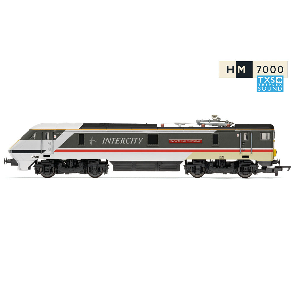 HORNBY 1/76 RAILROAD BR - INTERCITY CLASS 91 - "ROBERT LOUIS STEVENSON" 91018 (DCC SOUND FITTED)