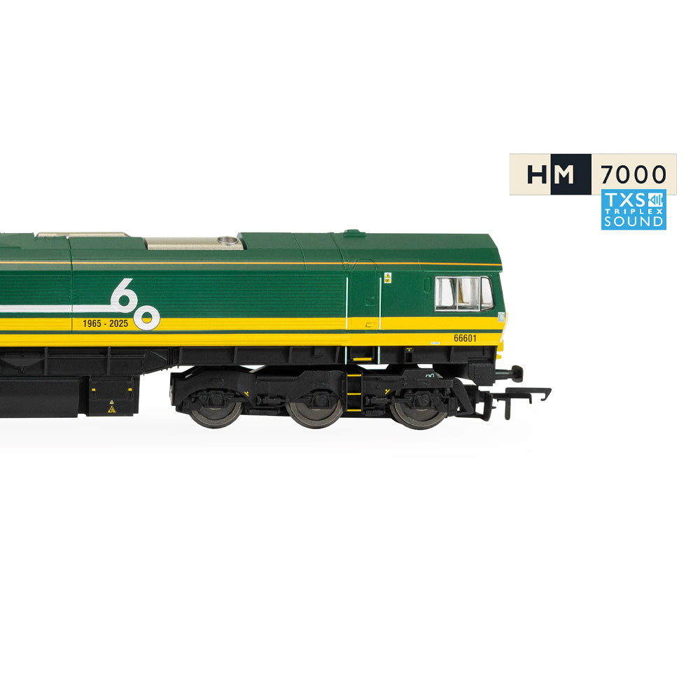 HORNBY 1/76 RAILROAD FREIGHTLINER CLASS 66 - "FREIGHTLINER 60" - 66601 (DCC SOUND FITTED)