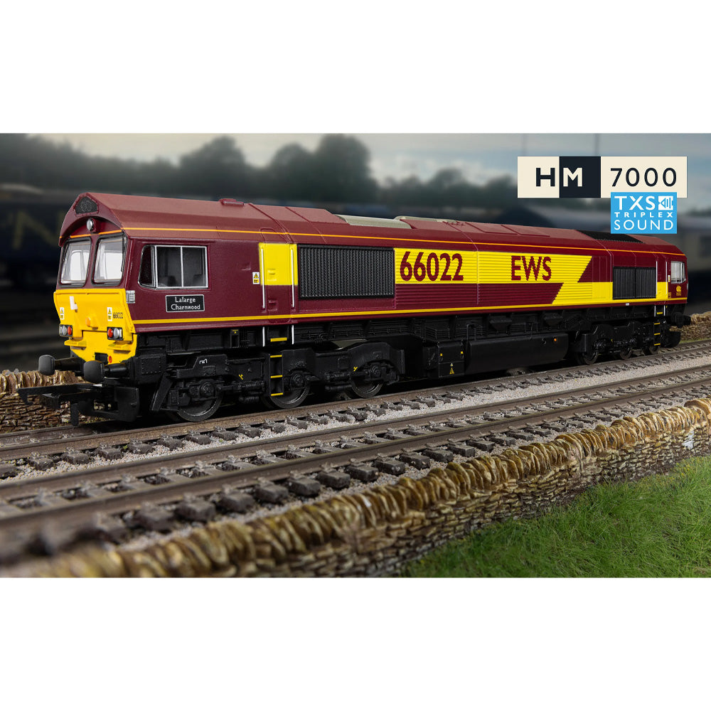 HORNBY 1/76 RAILROAD EWS - CLASS 66 - "LAFARGE CHARNWOOD" 66022 (DCC SOUND FITTED)