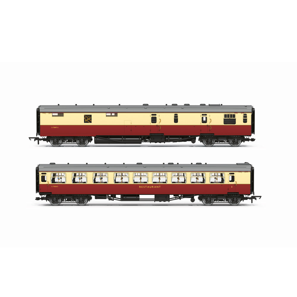 HORNBY 1/76 BR - KITCHEN AND BUTTERY CAR & COMPOSITE RESTAURANT - "AT THE SIGN OF THE THREE PLOVERS" - COACH PACK