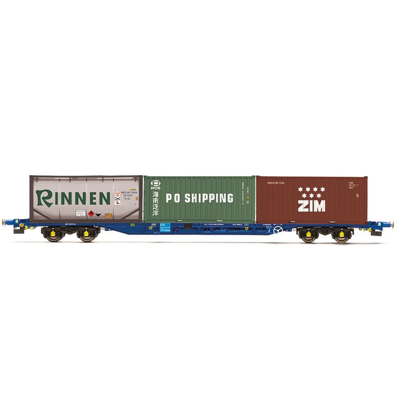 HORNBY KFA CONTAINER WAGON WITH 2 X 20' CONTAINERS & 1 X 20' TANKTAINER - ERA 11