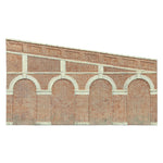 HORNBY HIGH STEPPED ARCHED RETAINING WALLS X 2 (RED BRICK)