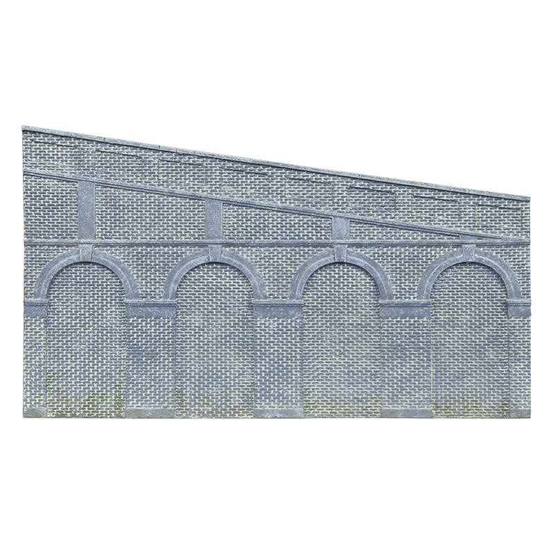 HORNBY HIGH STEPPED ARCHED RETAINING WALLS X 2 (ENGINEERS BLUE BRICK)