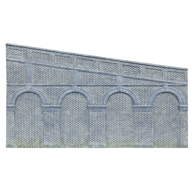 HORNBY HIGH STEPPED ARCHED RETAINING WALLS X 2 (ENGINEERS BLUE BRICK)