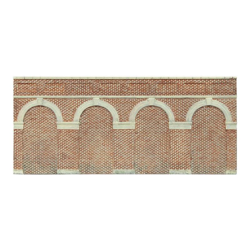 HORNBY MID LEVEL ARCHED RETAINING WALLS X2 (RED BRICK)