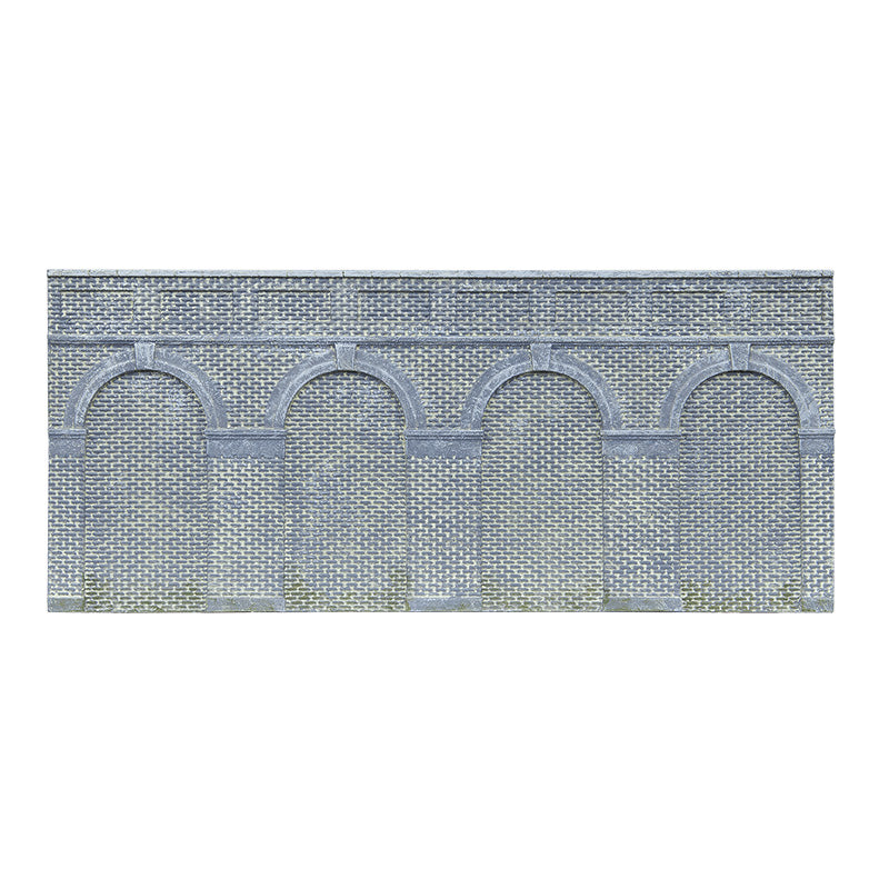 HORNBY MID LEVEL ARCHED RETAINING WALLS X2 (ENGINEERS BLUE BRICK)