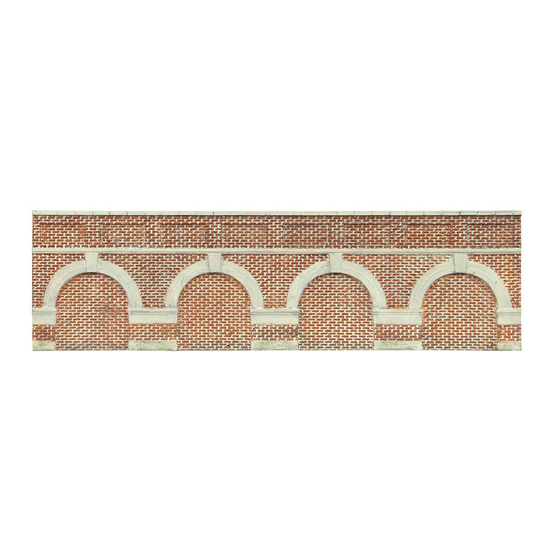 HORNBY LOW LEVEL ARCHED RETAINING WALLS X2 (RED BRICK)
