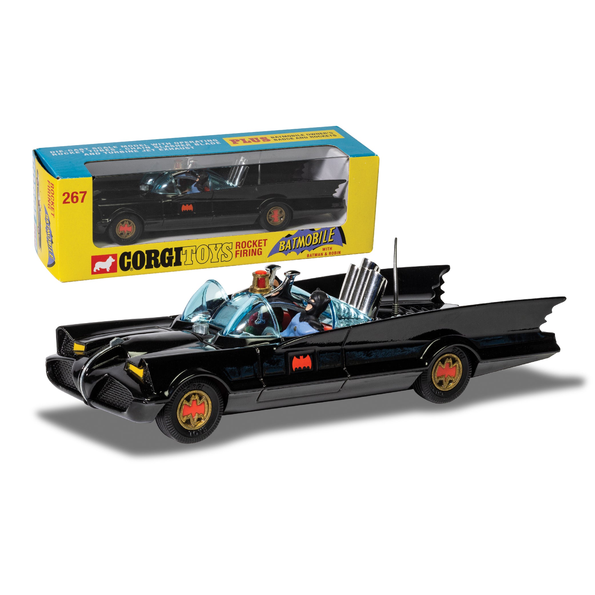 CORGI 1/45 1966 BATMOBILE WITH BATMAN AND ROBIN
